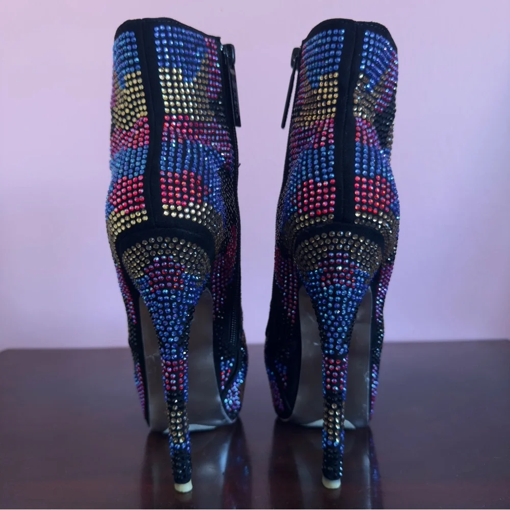 Shiekh Platform High Heel Rhinestone Ankle Boots Size 7 - Picture 6 of 11